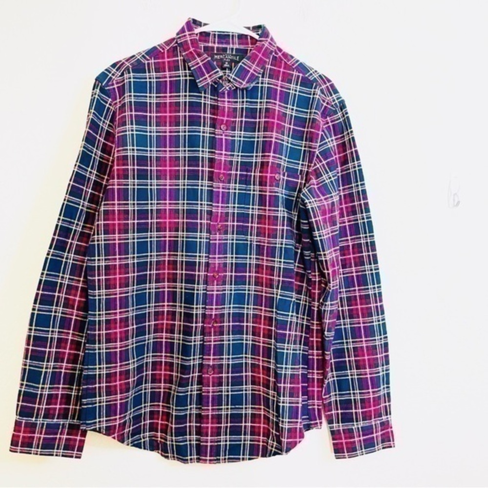 J. Crew Mercantile Plaid Button Down Elbow Patch Flannel Shirt Medium Red/Blue